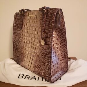 Brahmin Caroline Port Ombré Melbourne Embossed Leather Tote Shoulder Bag Purse
